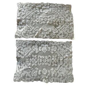 Antique Filet Bosa Lace Placemats Set Of 2 From Sardinia Italy